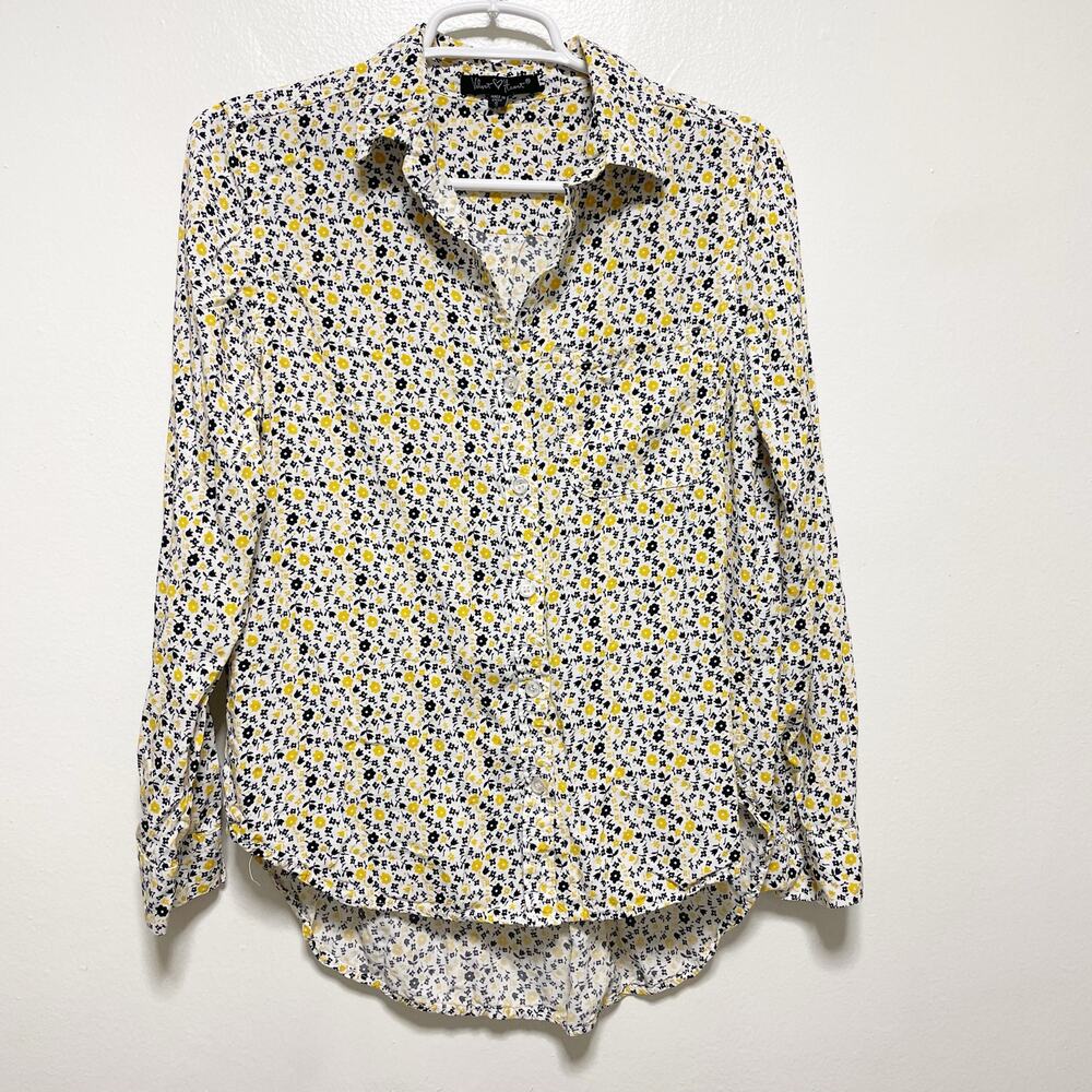Velvet Floral Heart Long Sleeved Button Down Top